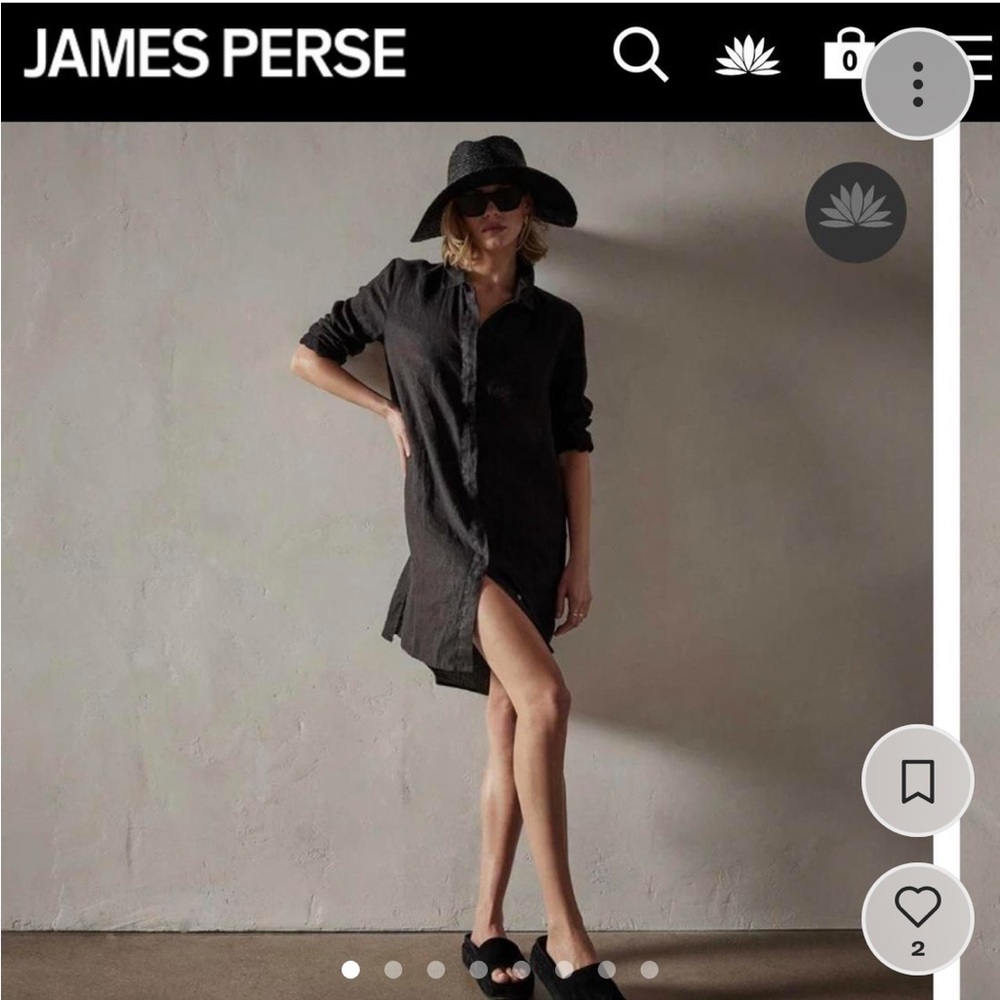 James Perse black linen shirt dress size small